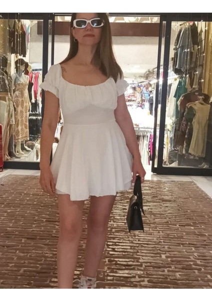 Şortlu Ayrobin Kumaş Kısa Elbise