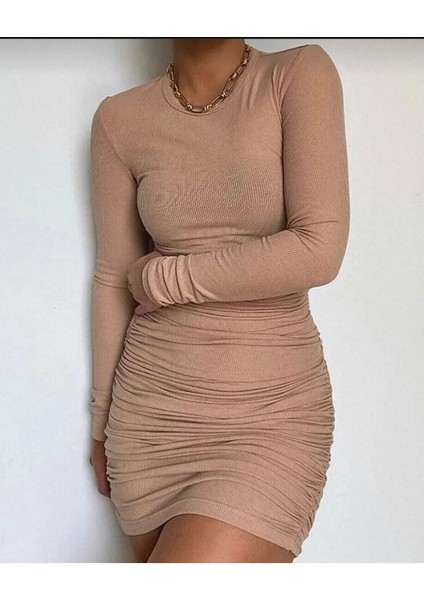 Kaşkorse Kumaş Kısa Elbise