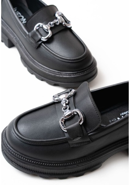 745-773 Siyah Günlük Yüksek Tabanlı Loafer Ayakkabı