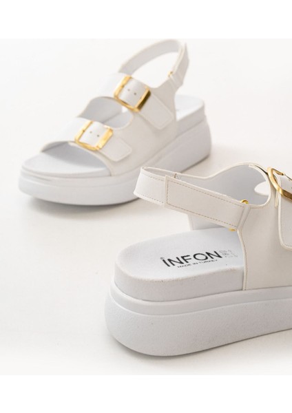 24422-1185 Beyaz Dolgu Topuk Kadın Sandalet indirimleri