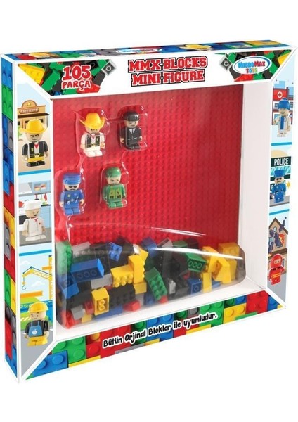 4 Figürlü 105 Parça Block Set Kutulu Mega Block Set LEGO Uyumlu