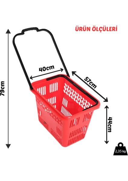 54 Lt Tekerlekli Market Sepeti Alışveriş Sepeti Saplı Market Sepeti 1 Adet