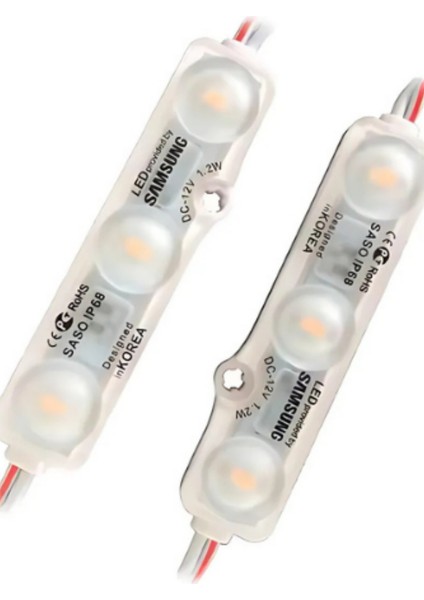 Demir Led 12 Volt 3 Lensli Samsung Modül Led Kırmızı (10 Adet)