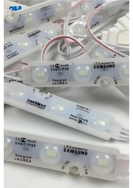 Demir Led 12 Volt 3 Lensli Samsung Modül Led Kırmızı (10 Adet)