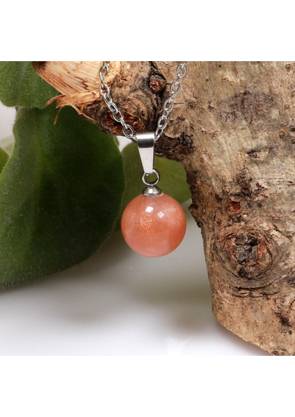 Güneş Taşı Çelik Kolye - 10 mm