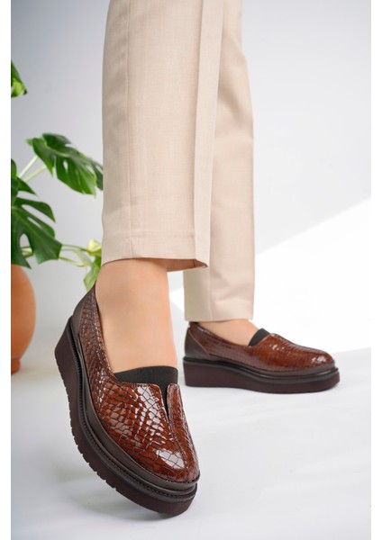Kadın Hakiki Deri Kahve Kroko Comfort Ayakkabı fiyatları