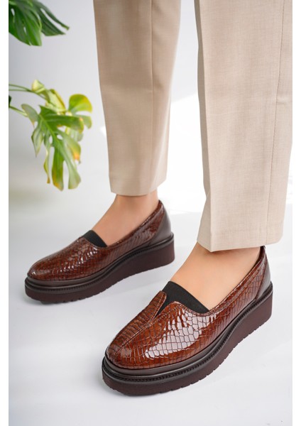 Kadın Hakiki Deri Kahve Kroko Comfort Ayakkabı modelleri