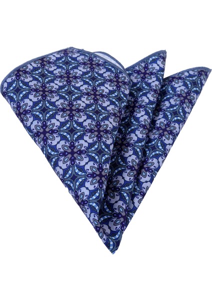 Mavi Desen Baskılı Yaka Mendili