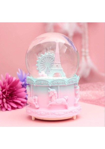 Renkli Eyfel Kulesi Orta Boy Işıklı Müzikli Kar Küresi