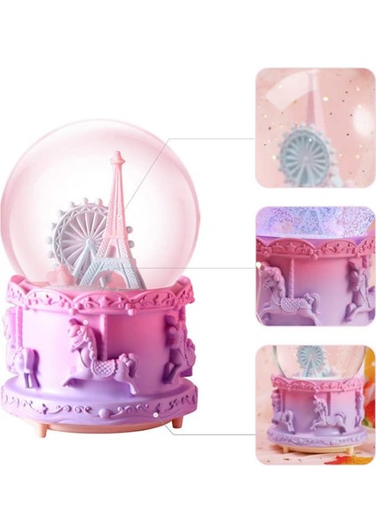 Renkli Eyfel Kulesi Orta Boy Işıklı Müzikli Kar Küresi fiyatları