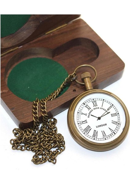 Ahşap Kutulu Pirinç Köstekli Saat