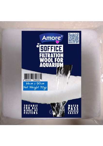 Akvaryum 70GR Silikonsuz Filtre Elyafı 66CM x 90CM Soffice