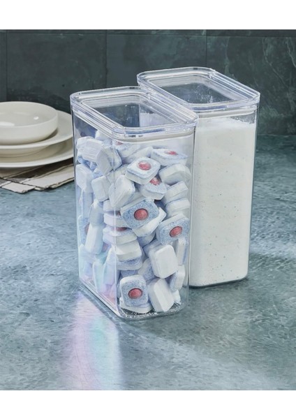 Tablet Deterjan Plastik Saklama Kabı,hava Geçirmez Vakum Kapak 3000 ml Tek Adet