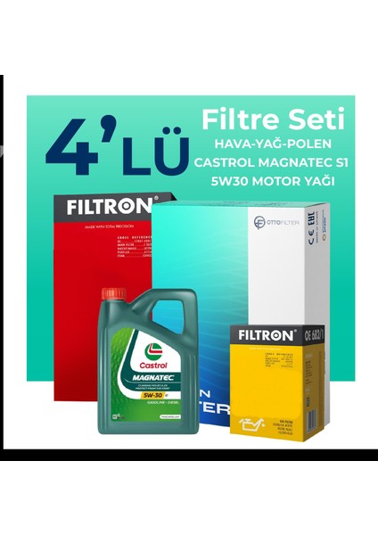 Opel Astra H 1.3 Dizel Filtre Bakım Seti Castrol Motor Yağlı (2005-2011) 4 Lü
