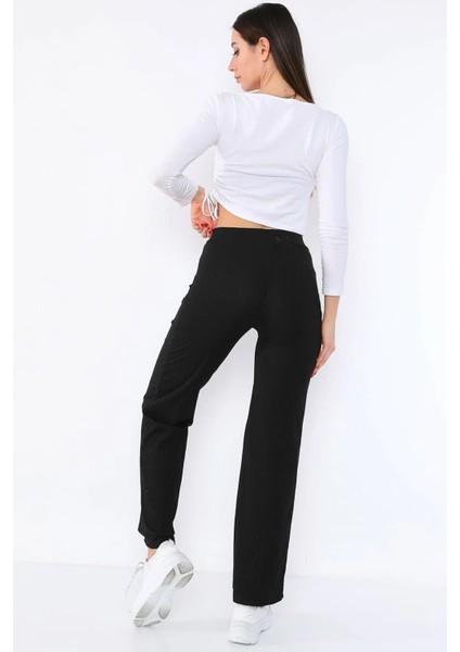 Surdacollection Geniş Paça Fitilli Kaşkose Yüksek Bel Pantolon-Eşofman fırsatları