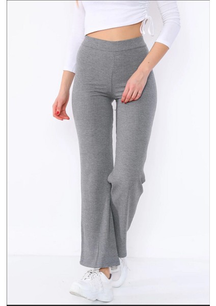 Luxwommen Geniş Paça Fitilli Kaşkose Yüksek Bel Pantolon-Eşofman modelleri