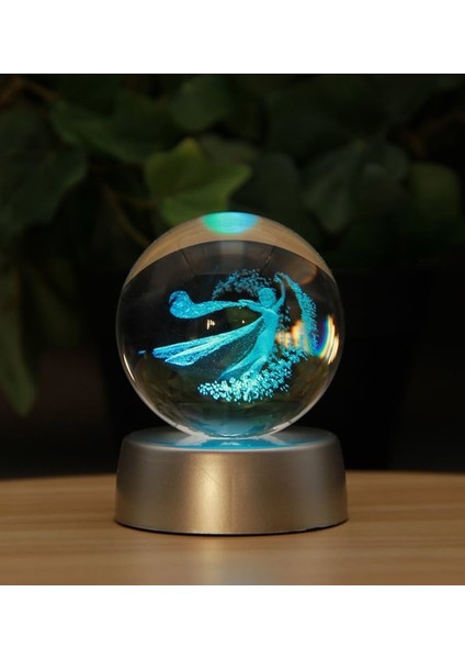Işıklı ve 3D Boyutlu Kristalleşmiş Cam Frozen Elsa Küre