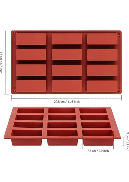 Tahtakale Toptancı Silikon Kalıp Dubai Çikolata Bar ve Kek Dikdörtgen Kalıbı 12 Li