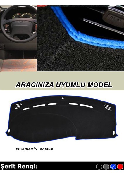 Nıssan Almera N16 (2000-2006) 3D Özel Yeni Torpido Koruma Kılıfı - Ön Göğüs Kaplama - Mavi Şerit