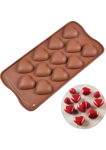 Silikon Kek Kalıp Çikolata Bombeli Kalp Kalıbı Şeker Hamuru Taş Tozu Silikon Kalıbı 12 Li