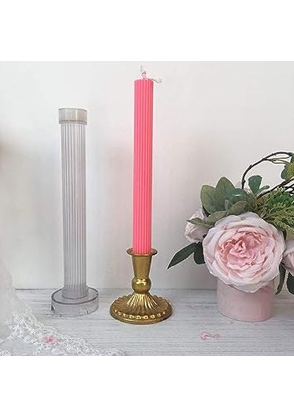 Poli Karbon Mum Kalıbı Dik Çizgili 29 cm