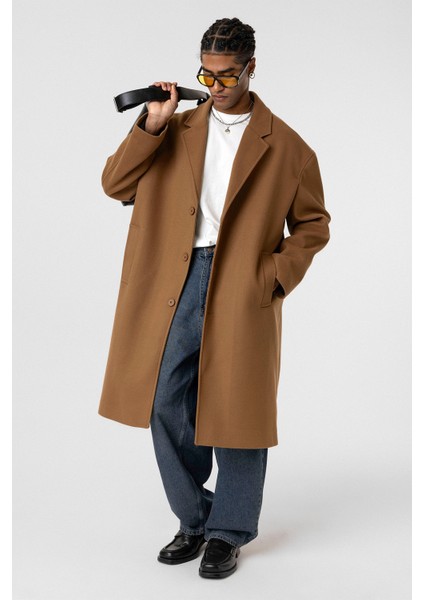 Oversıze Uzun Kaşe Kaban Taba fırsatları