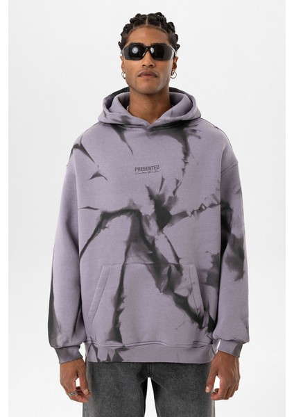 Renk Detaylı Kapüşonlu Oversıze Sweatshırt Lila fiyatları