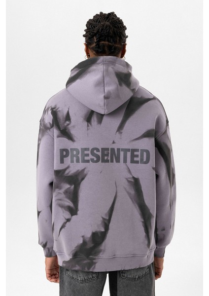 Renk Detaylı Kapüşonlu Oversıze Sweatshırt Lila modelleri