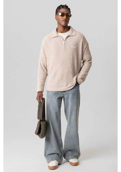 Yazı Detaylı Oversize Sweatshırt Taş modelleri