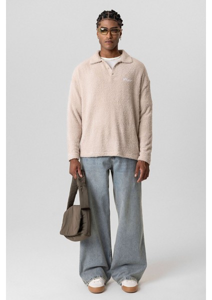 Yazı Detaylı Oversize Sweatshırt Taş fırsatları