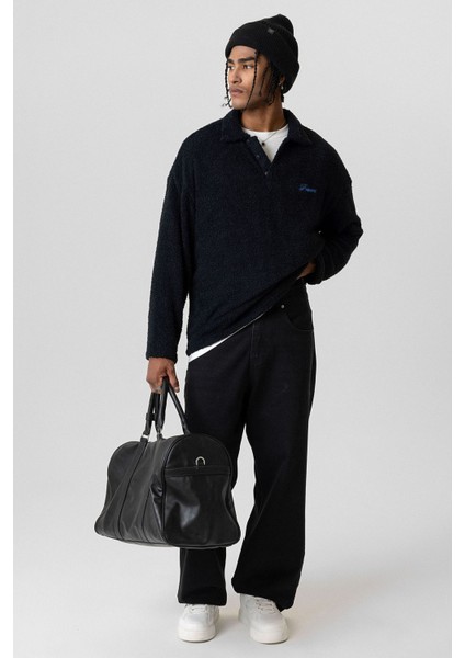 Yazı Detaylı Oversize Sweatshırt Siyah modelleri