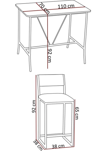 Mutfak Bar Masa Takımı 4 Sandalye + 1 Siyah Mermer Bar Masa Sandalye Takımı 65 cm Oturum