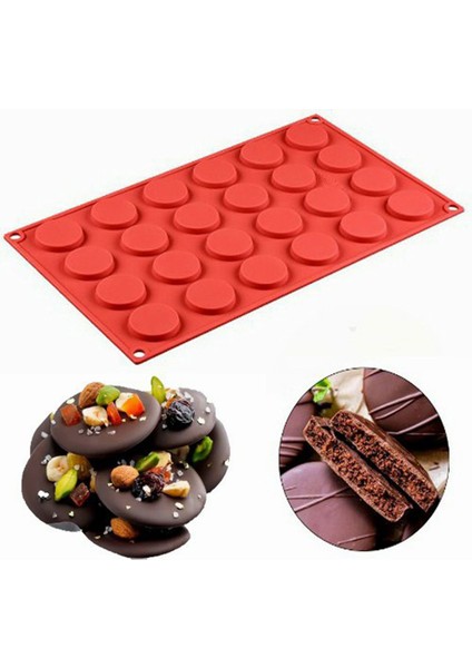 Silikon Kalıp Yuvarlak Çikolata-Kek-Kurabiye Kalıbı 24 Lü 17x29cm