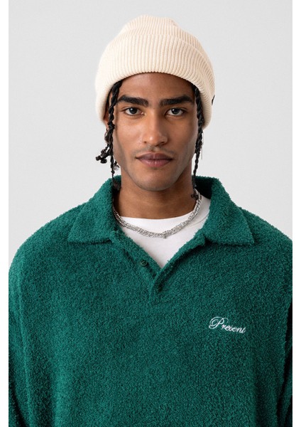 Yazı Detaylı Oversize Sweatshırt Yeşil indirimleri