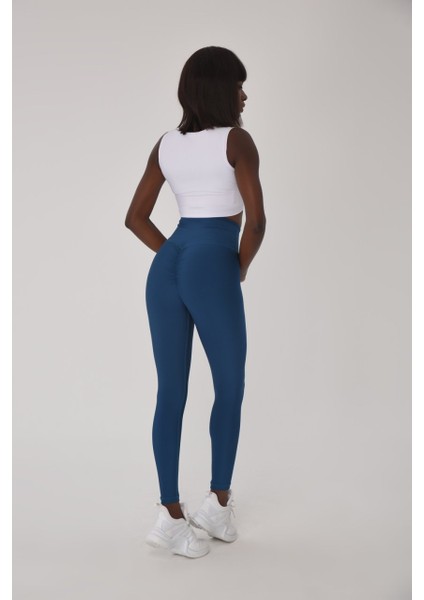 Petrol Rengi Arkası Büzgülü ( Scrunch Butt ) Spor Tayt