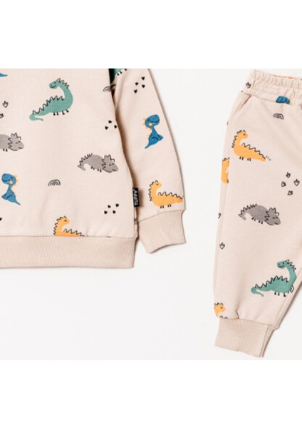Dinazor Temalı Bebek Eşofman Takımı Organik Pamuklu Pijama Takım