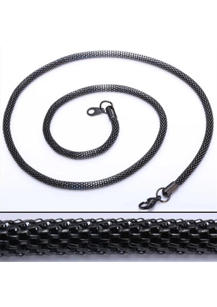 Çelik Yuvarlak Örgü Zincir Kolye Unisex 60CM