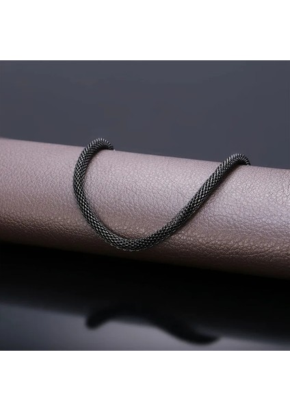 Çelik Yuvarlak Örgü Zincir Kolye Unisex 60CM