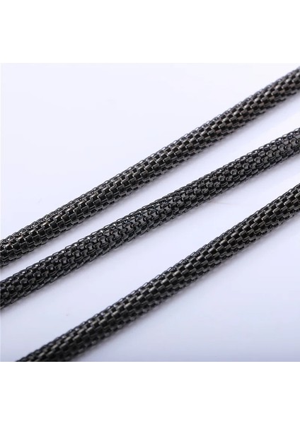 Çelik Yuvarlak Örgü Zincir Kolye Unisex 60CM