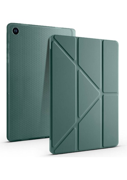 Samsung Galaxy Tab A9 Plus X210 X213 X215 X217 Uyumlu Kılıf Üçgen Standlı Kalem Bölmeli Tablet Kılıf