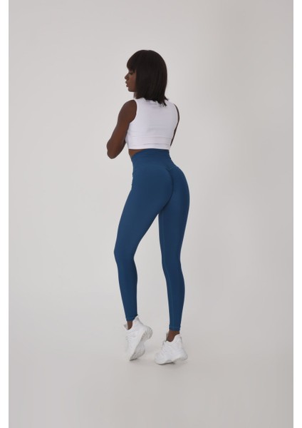 Petrol Rengi Arkası Büzgülü ( Scrunch Butt ) Spor Tayt