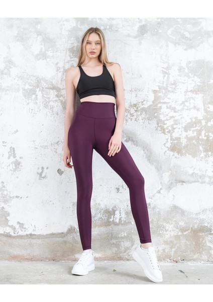 Mürdüm Rengi Arkası Büzgülü ( Scrunch Butt ) Spor Tayt fırsatları