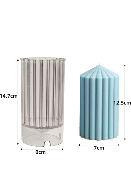Poli Karbon Sert Plastik Mum Kalıbı Dik Çizgili Kule Şekilli 14,7x8 cm fırsatları