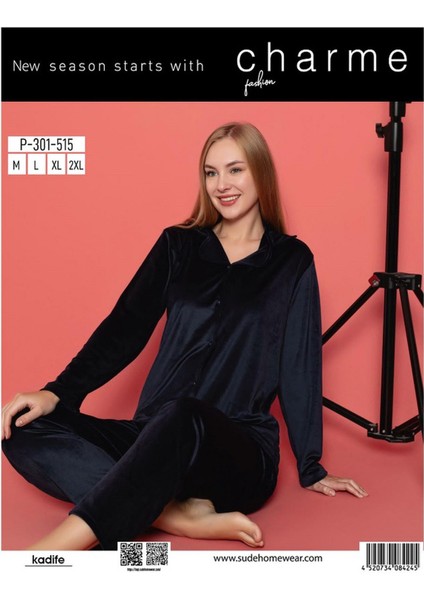 Charme Kadın Kışlık Gömlek Yaka Kadife Pijama Takımı P301/515- 1 Adet fırsatları