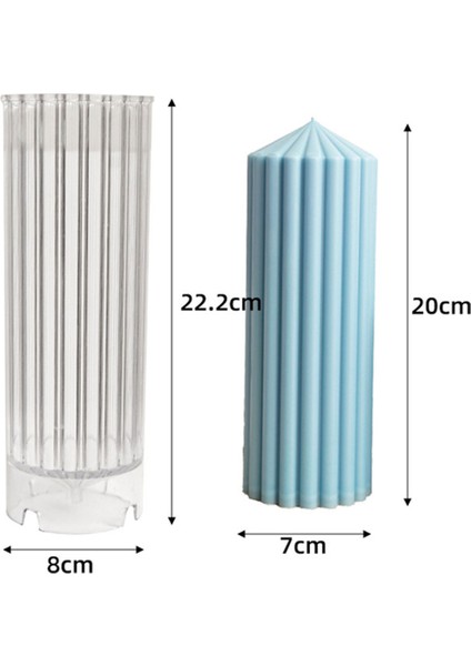 Poli Karbon Sert Plastik Mum Kalıbı Dik Çizgili Kule Şekilli 22,2 cm indirimleri