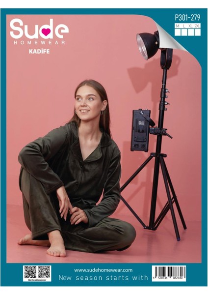 Kadın Kışlık Gömlek Yaka Kadife Pijama Takımı P301/279- 1 Adet fiyatları
