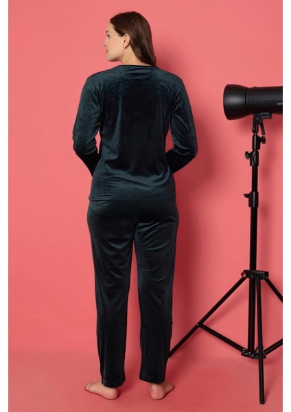 Charme Kadın Kışlık Bisiklet Yaka Kadife Pijama Takımı A301/505- 1 Adet modelleri