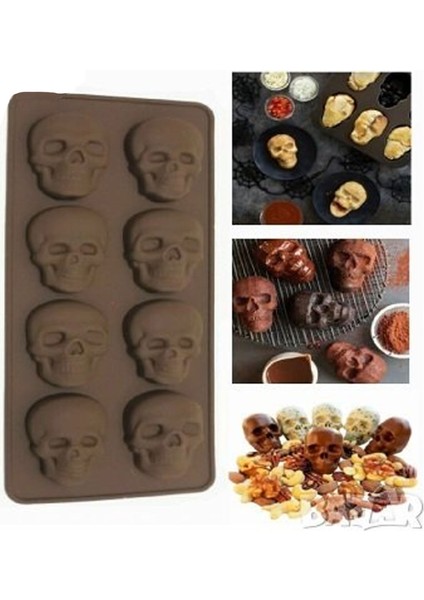 Silikon Kalıp Kuru Kafa Çikolata Kalıbı 8 Li