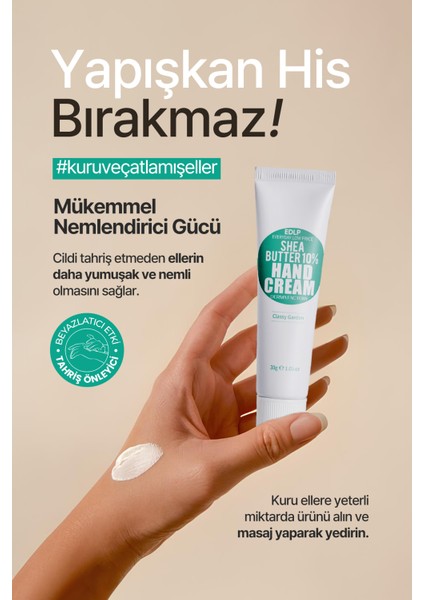 %10 Shea Yağı Içeren Yoğun Nemlendirici El Kremi Derma Factory Shea Butter Hand Cream 30ML modelleri