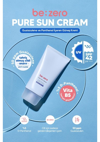 Hassas Ciltler Için Azulen ve Panthenol Içeren Güneş Kremi Derma Factory Be Zero Pure Sun Cream 80GR